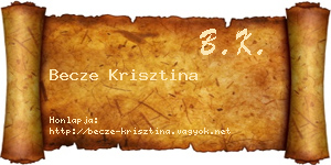 Becze Krisztina névjegykártya
